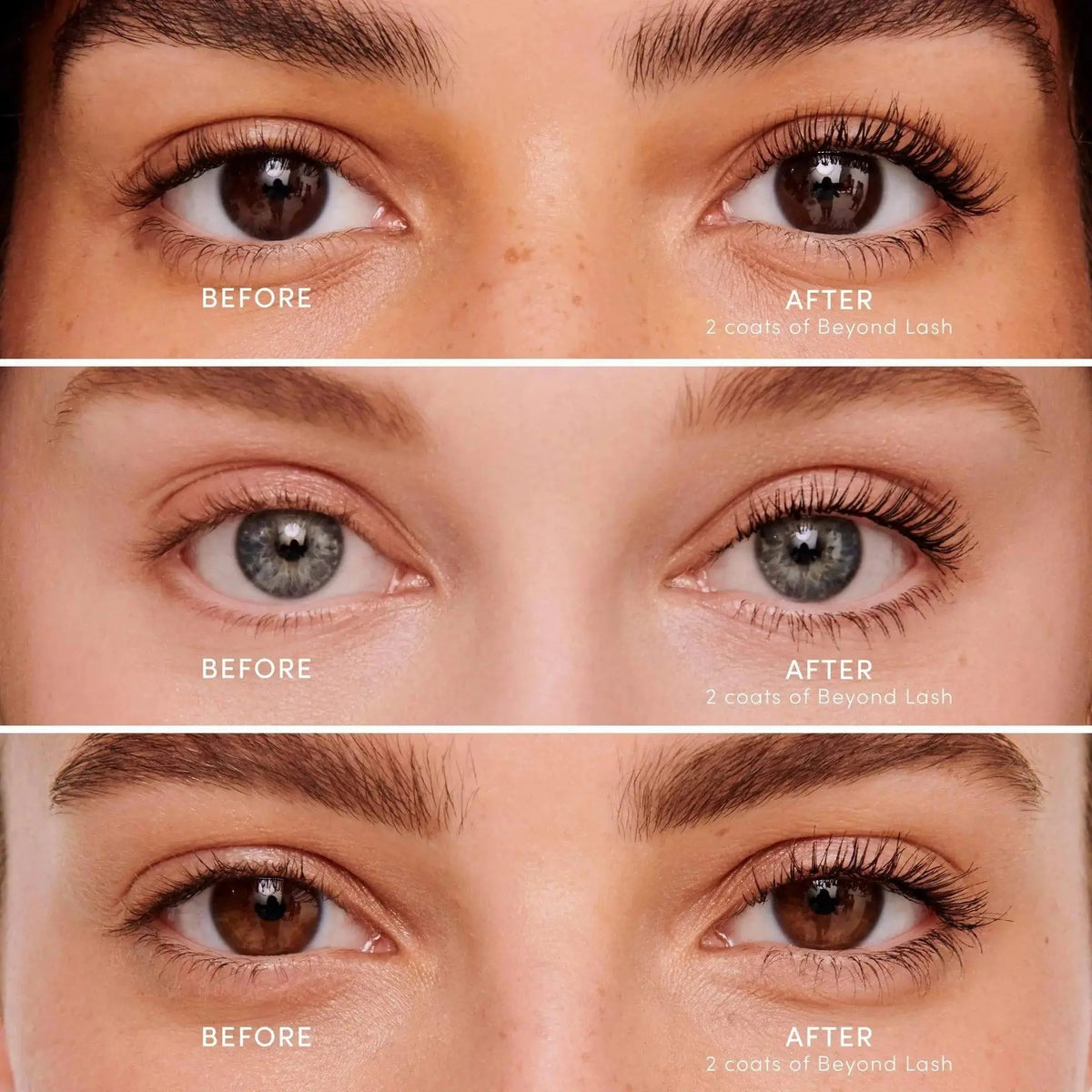 Jane Iredale Beyond Lash™ Volumizing Mascara in black, showcasing the mascara brush and product packaging with sleek design