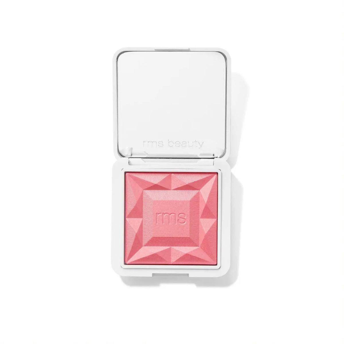 RMS Beauty ReDimension Hydra Blush in Sangria, a vibrant red blush with hydrating formula, shown in a sleek compact.