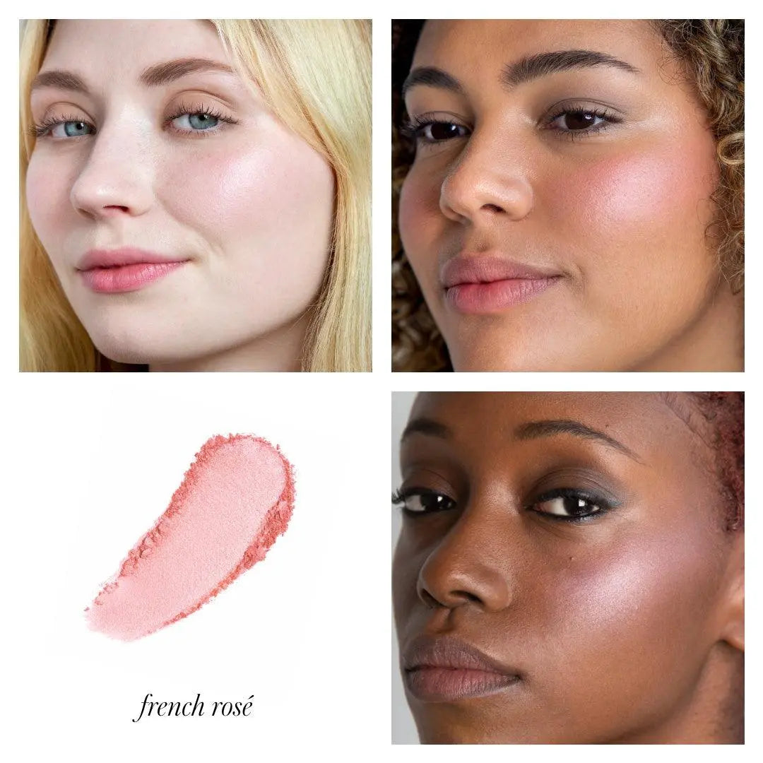 RMS Beauty ReDimension Hydra Blush in Sangria, a vibrant red blush with a hydrating formula, shown in a compact container.