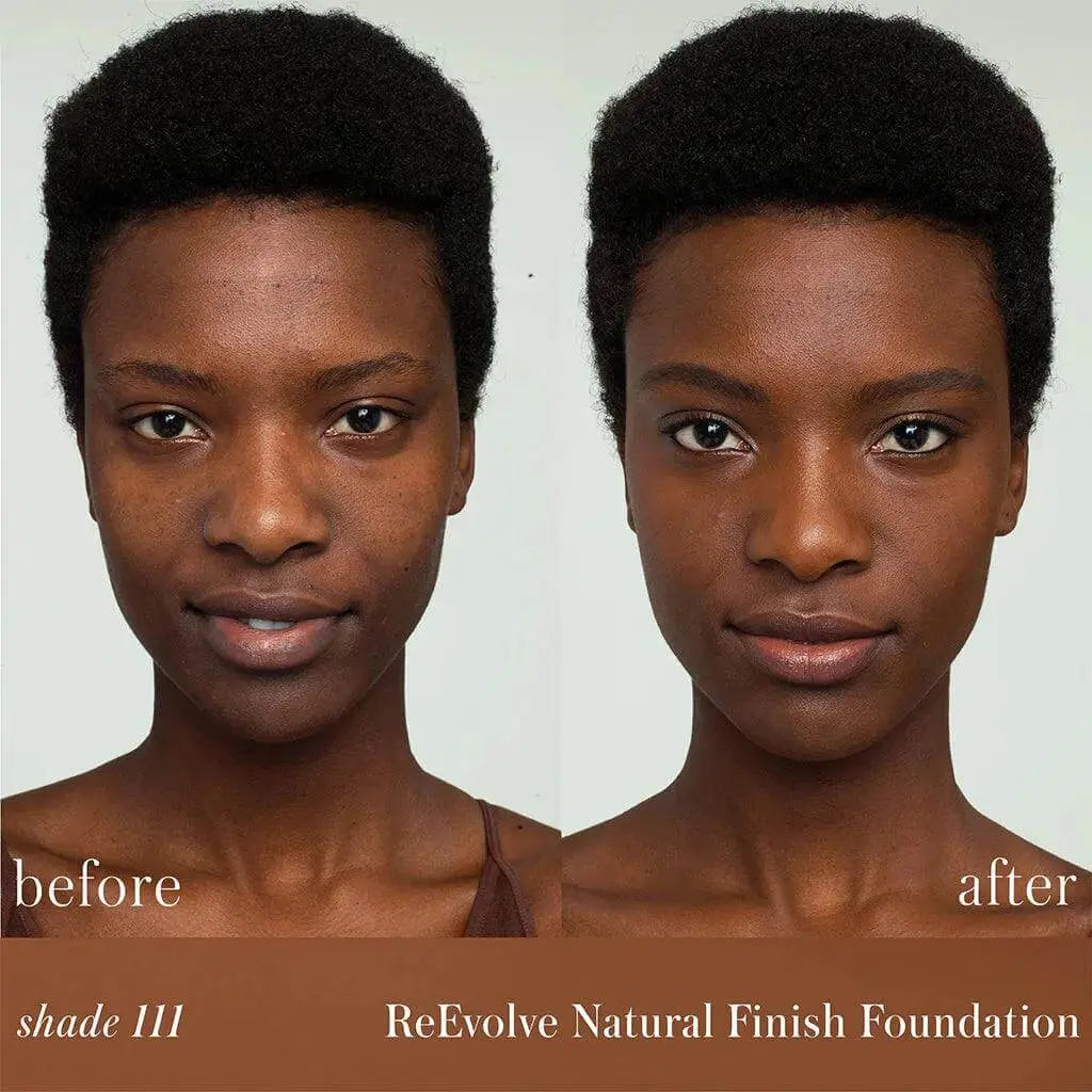 RMS Beauty ReEvolve Natural Finish Liquid Foundation in a sleek bottle, showcasing its smooth, lightweight cosmetic formula.