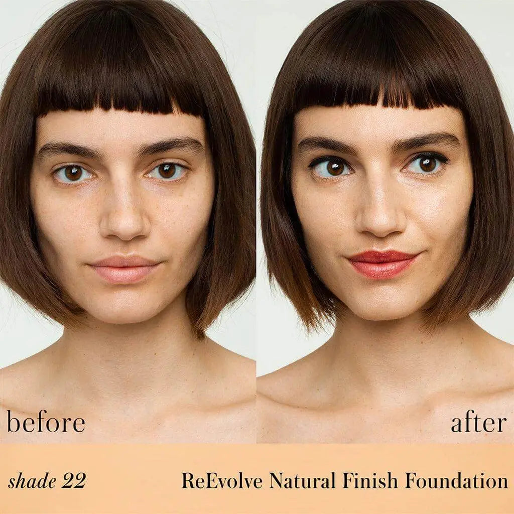 RMS Beauty ReEvolve™ Natural Finish Liquid Foundation refill in sleek packaging, showcasing the cosmetic product for a natural look.