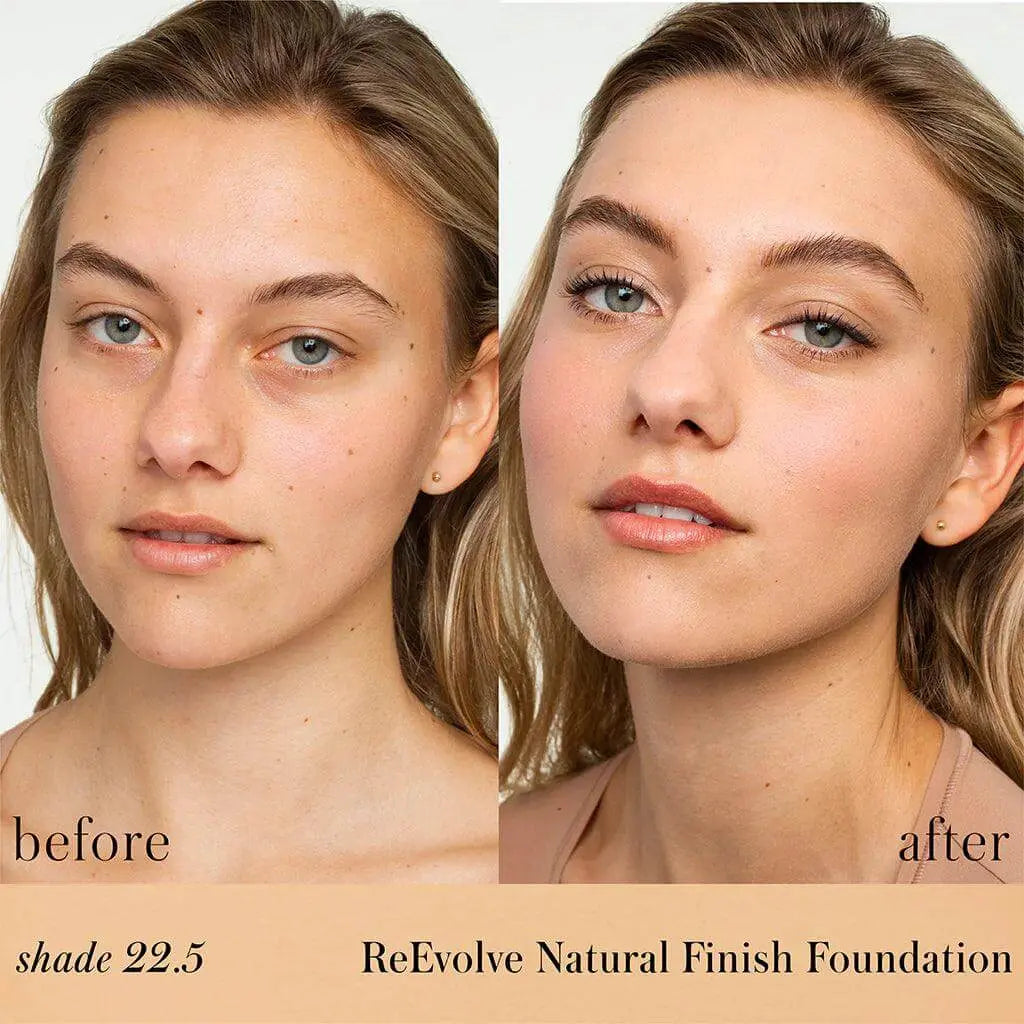 RMS Beauty ReEvolve Natural Finish Liquid Foundation refill in sleek cosmetic container, showcasing the product's packaging.