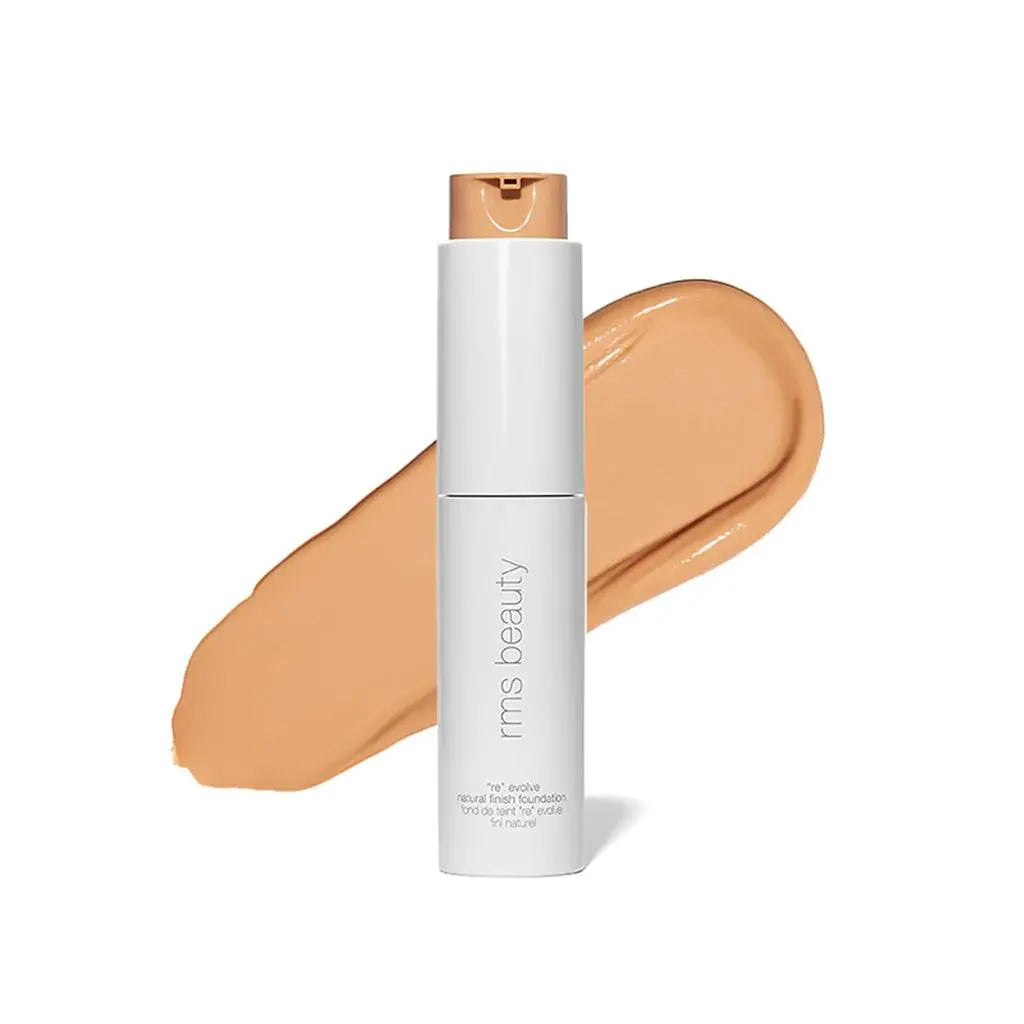 RMS Beauty ReEvolve Natural Finish Liquid Foundation refill in sleek packaging, showcasing smooth liquid foundation for a natural look