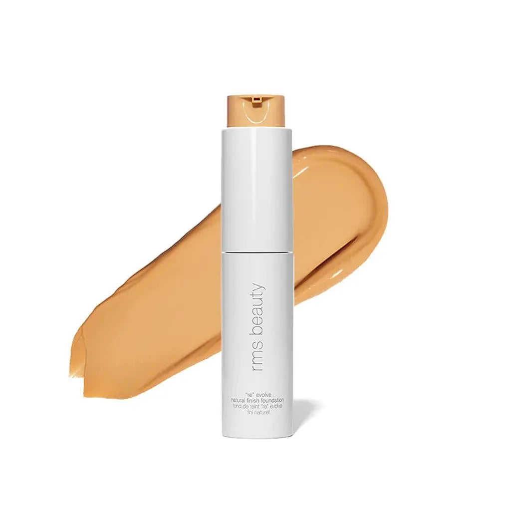 RMS Beauty ReEvolve Natural Finish Liquid Foundation refill in a sleek cosmetic container, showcasing the product's minimalist design