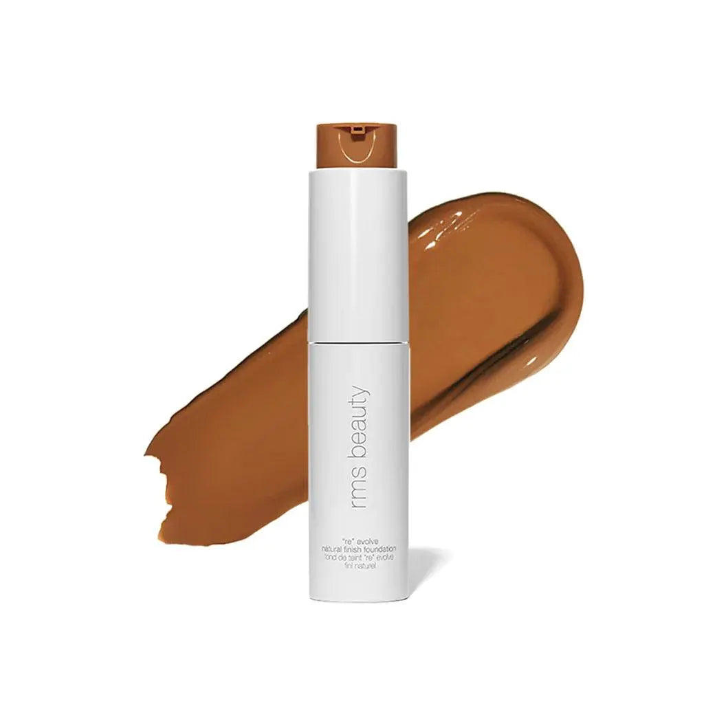 RMS Beauty ReEvolve™ Natural Finish Liquid Foundation refill in sleek packaging, showcasing the cosmetic product for a natural look.