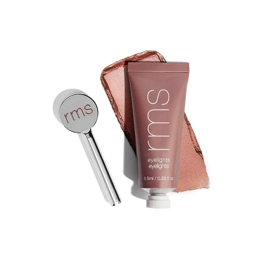 RMS Beauty Eyelights Cream Eyeshadow in Flare, creamy eye shadow with a radiant finish, applied on eyelids.