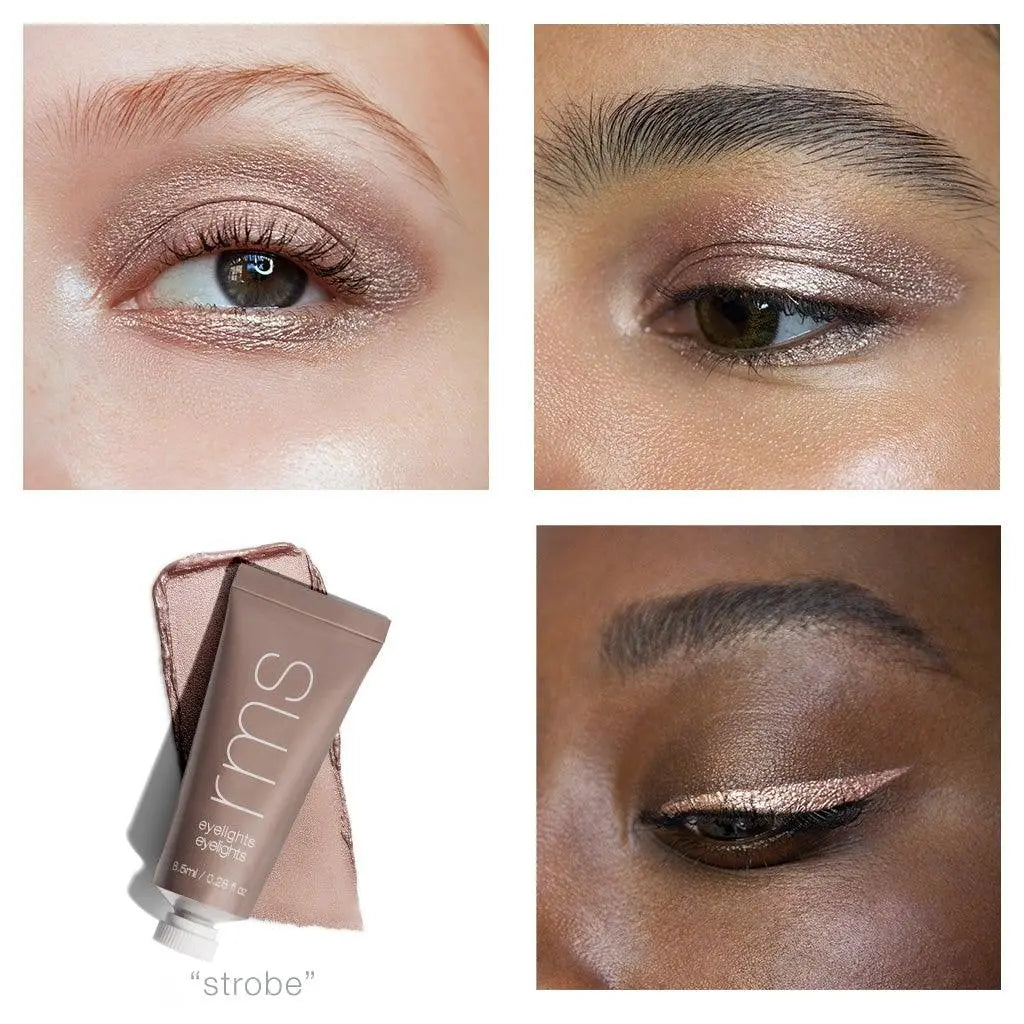 RMS Beauty Eyelights Cream Eyeshadow in Flare, a smooth, shimmering eye shadow applied on eyelids for a radiant look.