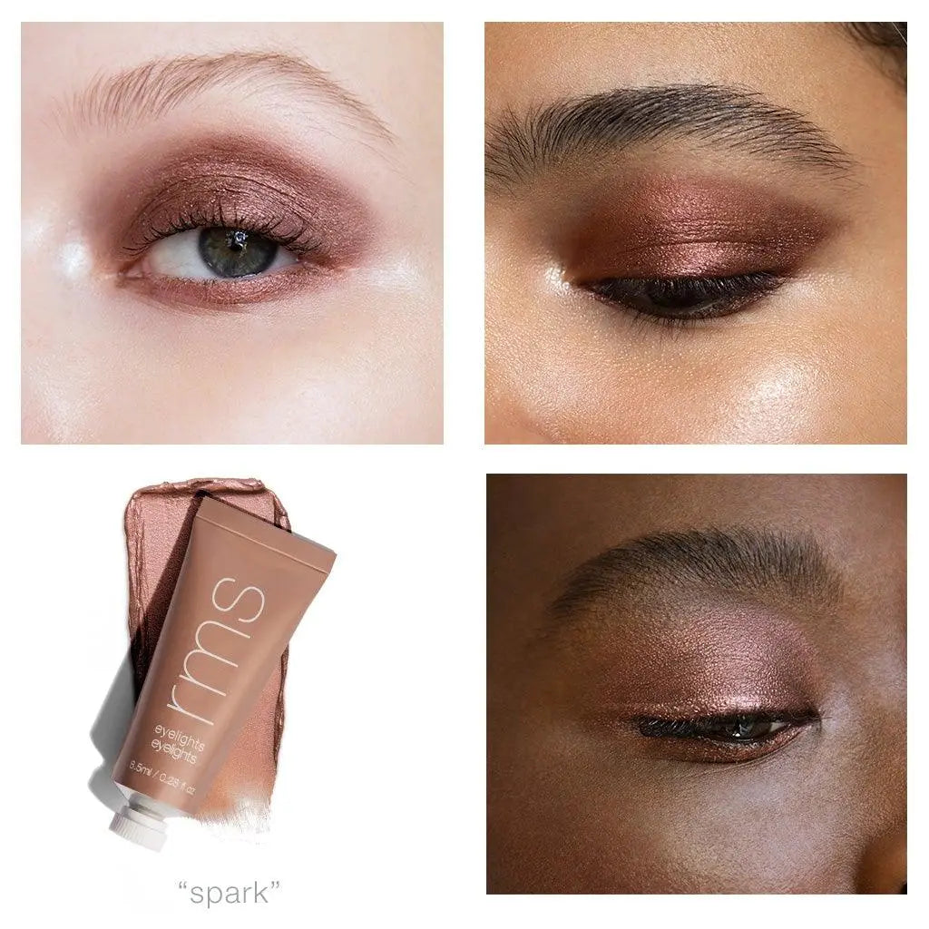 RMS Beauty Eyelights Cream Eyeshadow in Flare, smooth eye shadow with a radiant finish on eyelids.