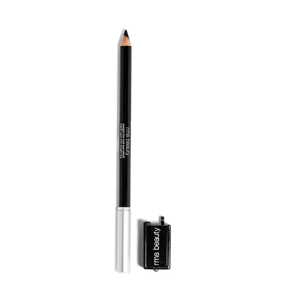 RMS Beauty Straight Line Kohl Eye Pencil in black, showcasing the sleek eyeliner with sharpened tip and smooth application.